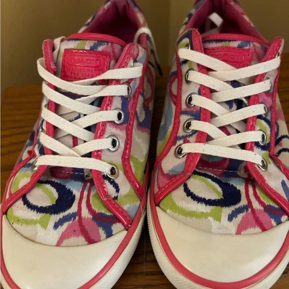 Coach Barrett Vibrant Pink and Cream Sneakers - Picture 5 of 10